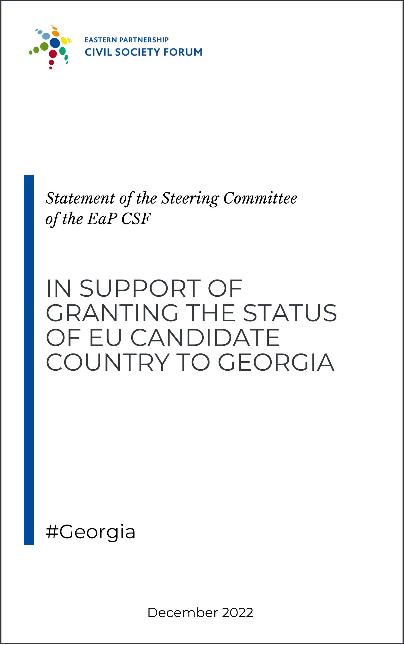Statement of the Steering Committee of the Eastern Partnership Civil Society Forum in support of granting the Status of EU Candidate Country to Georgia