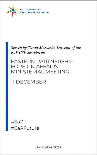 Foreign Ministerial Meeting Speech by Tania Marocchi, Director, Eastern Partnership Civil Society Forum Secretariat