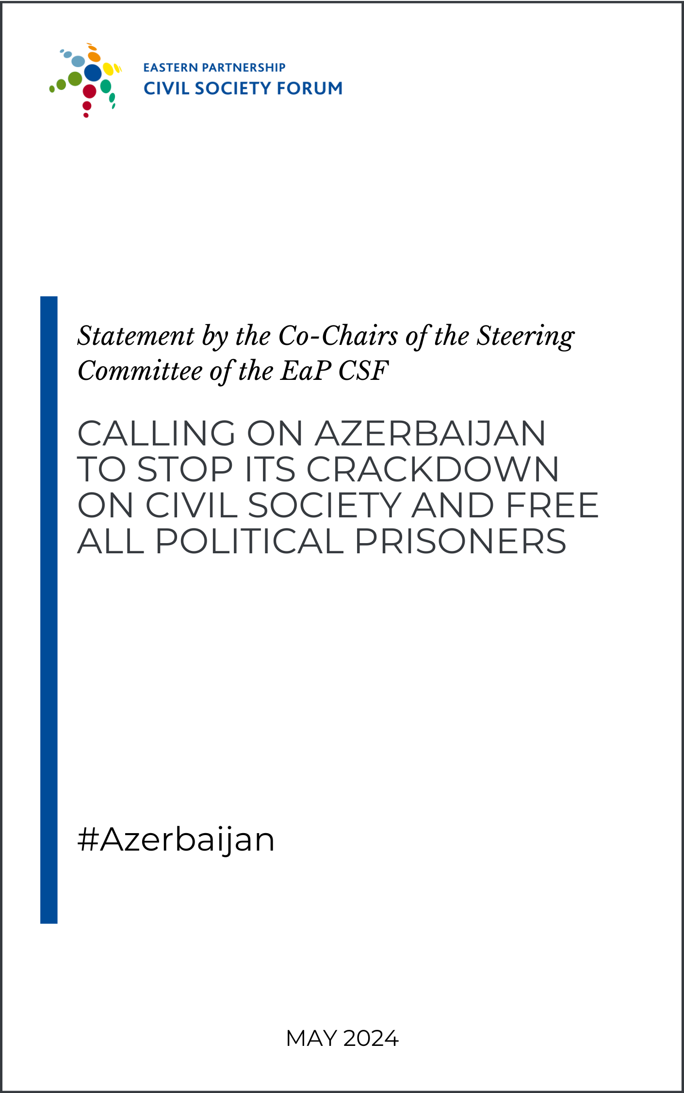 Azerbaijan must stop its crackdown on civil society and free all political prisoners